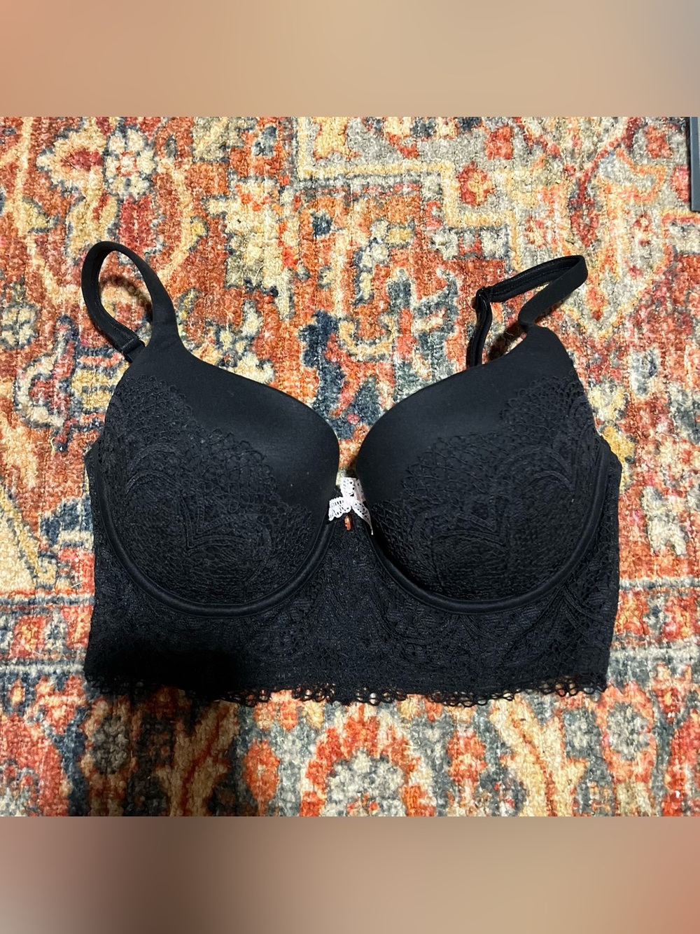 Victoria Secret Black Lace Longline Bra